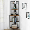 5 Tier Wall Corner Shelf Stand Storage Home Office Skinny Display Bookshelf Rack