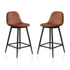 2 x Breakfast Bar Stools PU Leather High Counter Stool Chairs Home Kitchen Brown