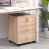 Bedside Cabinet on Casters 40 cm File Storage Cabinet with 3 Drawers under Desk