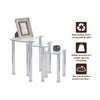 Nest of 3 Clear Tempered Glass Tables Side End Sofa Lamp Corner Table Metal Legs