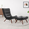 Single Black Velvet High Back Accent Chair w/ Footstool for Living Room Bedroom
