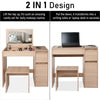 Dressing Table with Drawers, Mirror Stool Set Makeup Desk Vanity Table Bedroom
