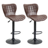 Bar Stools Set of 2 Adjustable Height Swivel PU Leather Bar Chairs Brown