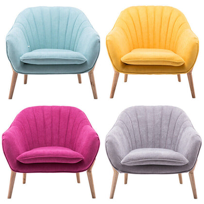 Modern Upholstered Fabric Armchair Oyster Scallop Back Chair Single Lounge Sofa