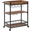 3Tier Metal Wood Rolling Kitchen Serving Trolley Cart Veg Storage Rack w/ Wheels