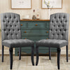 2/4pcs Chesterfield Dining Chairs High Back Fabric Padded Kitchen Dinner Seat