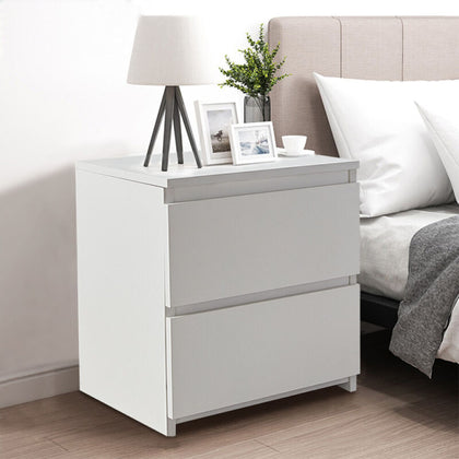 Modern White Bedside Table Cabinet Chest of Drawers Nightstand With 2 Drawers UK