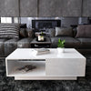 Modern High Gloss Coffee Tea Table Modern Storage Side Table W/LED Light