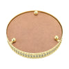 Vintage Golden Round Mirror Glass Candle Tray Plate Vanity Table Perfume Display