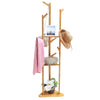 1.7M Garment Clothes Rail Coat Shoe Rack Stand Floor Standing Wooden Hanger Rack