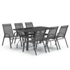 7 Piece Garden Dining Set Grey and Black N6V8
