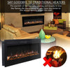 40 50 60 70IN MODERN LED FLAME BLACK INSET WALL MOUNTED ELECTRIC FIRE FIREPLACE