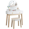 Dressing Table Vanity Set Modern Makeup Desk with Stool Adjustable LED Light