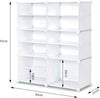 12 Cube Plastic Shoe Storage Boxes Shelf Stand Bookcase Organizer Cabinet White