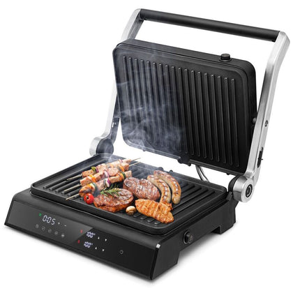 3-in-1 Electric Panini Press Grill 4-Slice Sandwich Maker Non-Stick Coated Plate