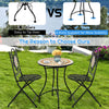 1/2/3PCS Mosaic Bistro Set Outdoor Metal Frame Garden Table & 2 Folding Chair