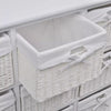 Wooden Wicker Basket Cabinet Storage Sideboard Chest Of Drawers Rack Shelf White