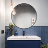 Large Round Wall Mounted Mirror Bathroom Bedroom Makeup Mirror Black Metal Frame