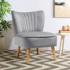 Grey Velvet Oyster Accent Chair Cocktail Sofa Bedroom Lounge Makeup Dining Stool