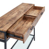 Slim Console Table Wooden Side Table Buffet Sideboard with 2 Drawers&Glass Rack