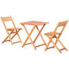 3Pcs Garden Bistro Set, Folding Outdoor Chairs and Table Set, Teak