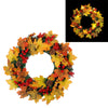 40CM LED Fall Door Pumpkin Wreath Autumn Maple Leaf Garland Halloween Home Decor
