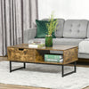 Coffee Table Wood Finish Metal Frame Sofa Table with Drawer & Shelf Brown