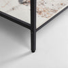 Tempered Glass Side Table Coffee Table Marble Storage Shelf with Dual Pole Legs