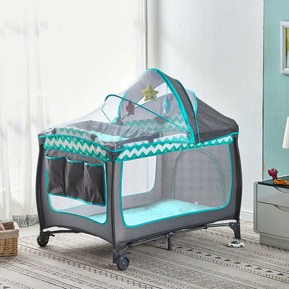 Foldable Baby Travel Cot Crib Bed with Infant Changing Table Playpen Mattress