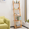 5-Tier Bamboo Ladder Shelf Space-saving Wall Mount Ladder Bookcase Display Rack