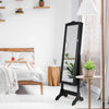 Free-Standing Jewelry Cabinet Lockable Jewelry Shelf W/ Angle Adjustable Mirror