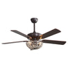 52inch Ceiling Fan Light Lamp with Crystal Lampshade Remote Control 5 Blades NEW