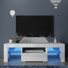 White TV Stand Cabinet Cupboard High Gloss Front Matt Unit Glass Shelf LED Light