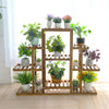 9Tier Large Carbonized Wood Plant Stand High Low Shelves Flower Pot Rack Display