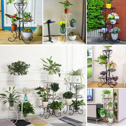 4 Tier Indoor Outdoor Plant Stand Flower Pot Display Shelf Metal Rack Home Decor