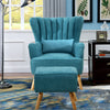 Chenille Fabric Wing Back Armchair Sofa Seat Lounge Accent Chair with Footstool