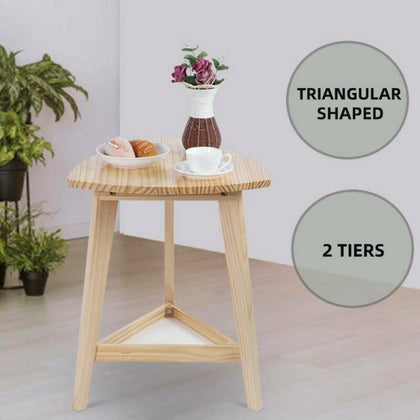 2 Tier Coffee Table Sofa Side End Tea Table with Storage Shelf for Living Room