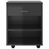 Rolling Cabinet High Gloss Black 46x36x59 cm Chipboard Organiser