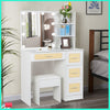 Modern Vanity Makeup Dressing Table w/Drawers LED Hollywood Mirror Stool Shelves