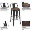 4pcs Metal Bar Stools,30 Inch Black Modern Kitchen Breakfast Chair w/Wooden Seat