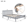 4ft6 Double Bed Wooden Frame Solid Pine Wood Bed Grey For Adults Kids Teenagers