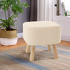 Square Footstool Upholstered Padded Stool Pouffe Seat Chairs Sturdy Wooden Legs