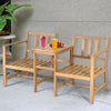 3 in 1 Wooden Companion Set Garden Bench Table & Chair Patio Love Seat W/Cushion