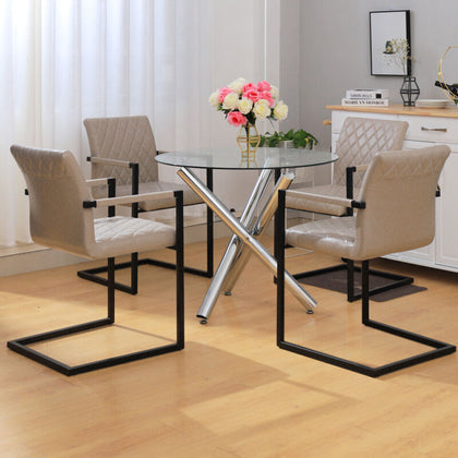 Multi-Type Tempered Glass Dinning Table Set Cafe Bar Restaurant Table w/2/4Chair