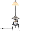 Floor Lamp with Table Shelves Pleat Lampshade Standing Lamp Bed Sofa Side Table