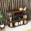 Wooden Kitchewn Wine Storage Rack Industrial Bar Buffet Table w/ Glass Holder