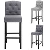 2x Breakfast Chairs Bar Stools Linen Padded Wood Legs Barstools Kitchen Pub Cafe