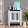 Modern Radiator Cover Cabinet MDF Vertical Slat Shelve Home Furniture White