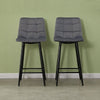 2 Pcs Bar Stools Breakfast Pub Chair Velvet Metal Legs Kitchen 65 cm Seat High
