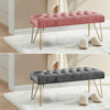 Long Seat Bench Dining Chairs Soft Velvet Padded Golden Steel Legs Lounge Stool